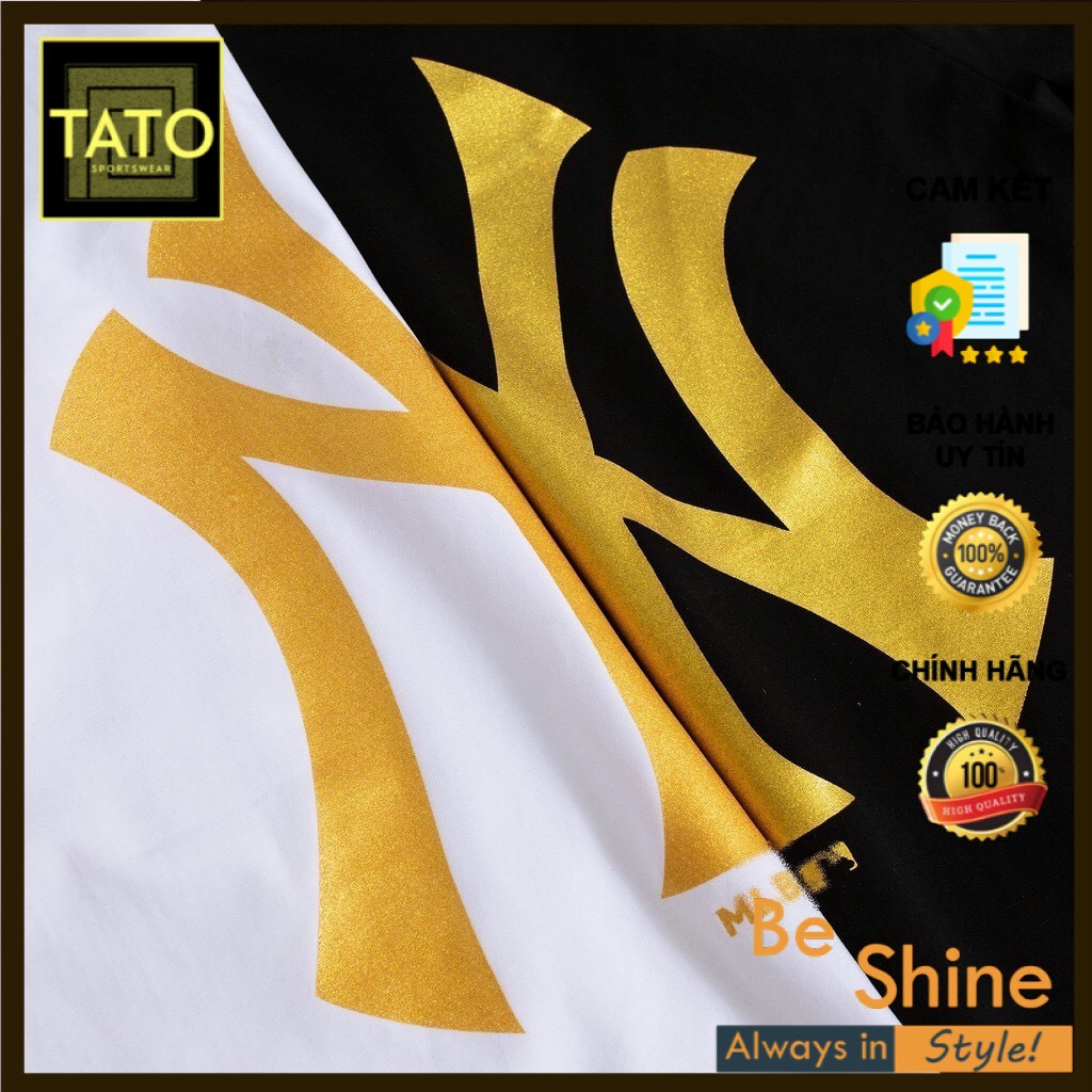 Áo Thun Tay Lỡ NY In Nhũ Vàng Độc Đáo , Áo Phông Unisex Form Rộng Chất Cotton