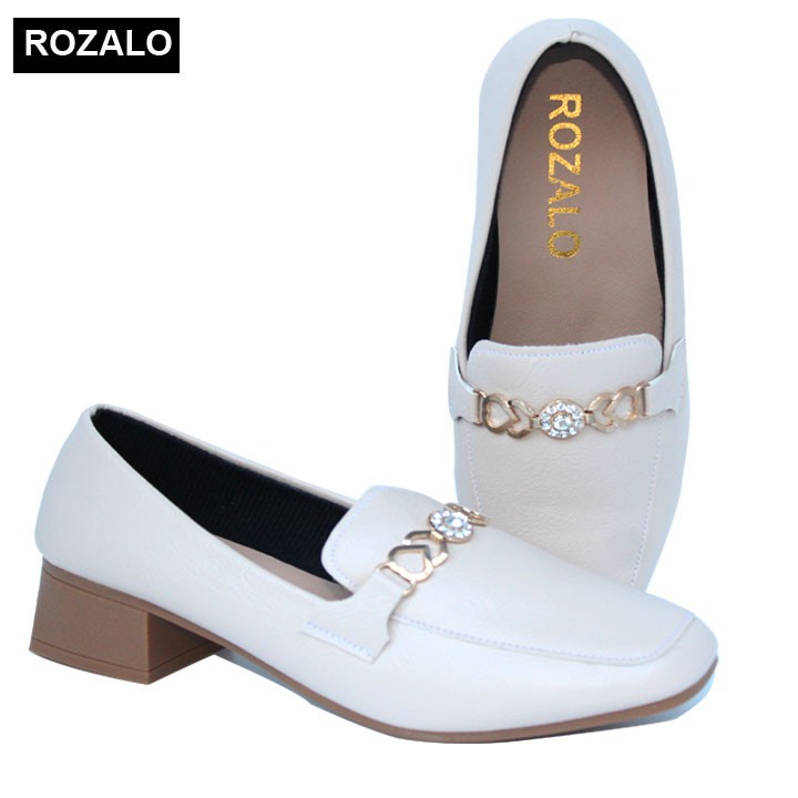Giày lười nữ loafer mũi vuông đế cao 3P Rozalo R5912
