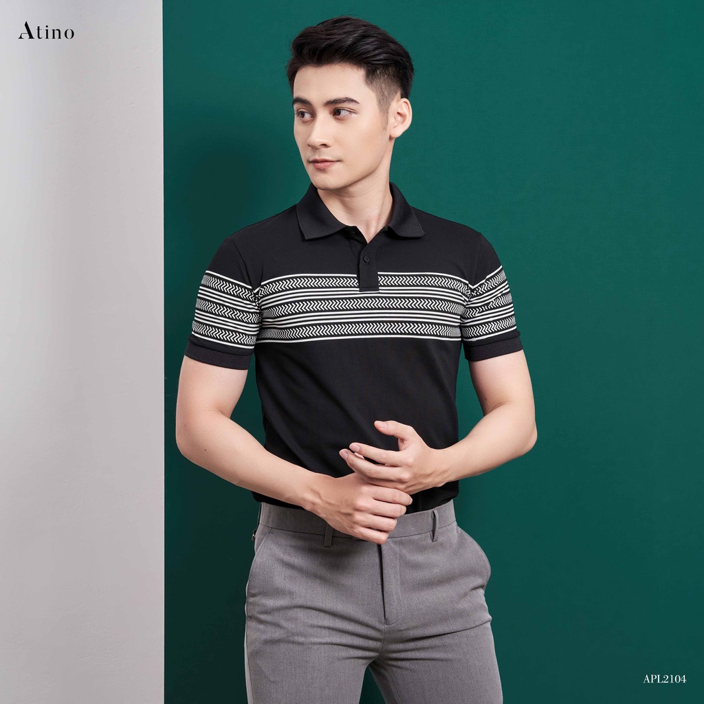 Áo Polo Nam in hoạ tiết CHEVRON ATINO vải cá sấu Cotton cao cấp sang trọng lịch lãm regular APL2104 | BigBuy360 - bigbuy360.vn