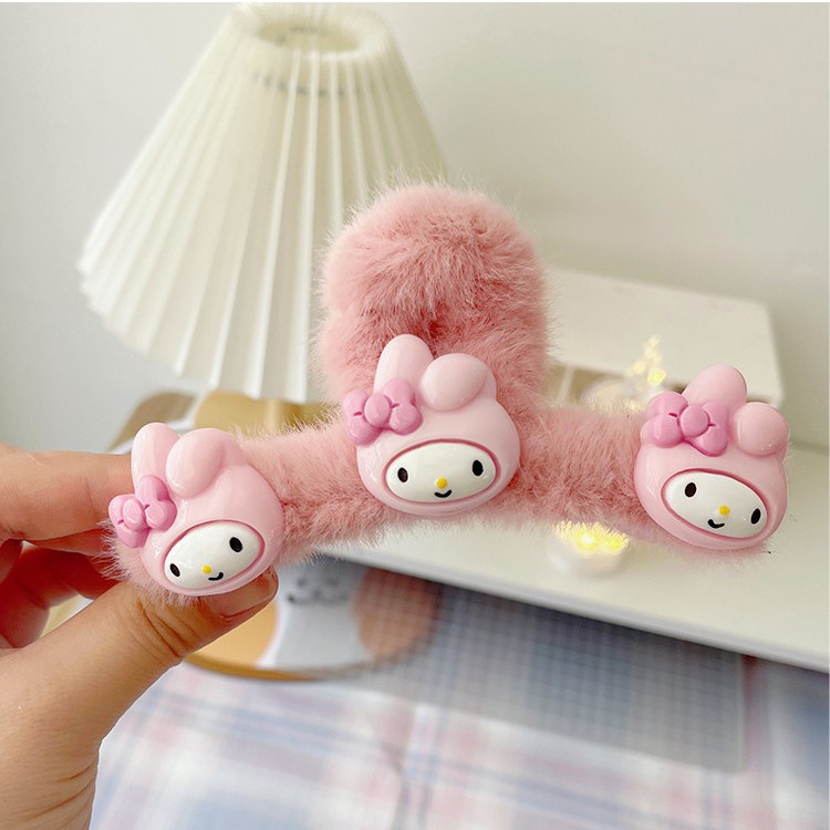 Kẹp Tóc Đính Lông Nhung Kiểu Dáng Hoạt Hình Dễ Thương Xinh Xắn Cho Nữ