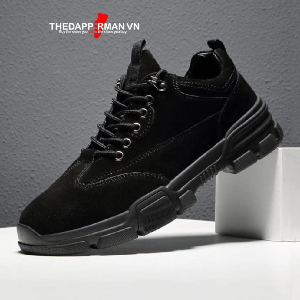 Giày thể thao nam THEDAPPERMAN D101 chất liệu da lộn chống nước, đế cao su non ma sát tốt, tăng chiều cao, màu đen aa1
