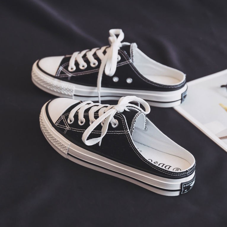 Giày thể thao canvas hở gót phong cách Hàn Quốc thời trang 2021 cho nam