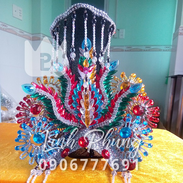 Bộ 5 Mão Bà Ngũ Hành Nương Nương - màu ngũ sắc - Size tượng 3 Tất