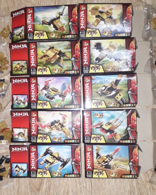 Sét trọn bộ lắp ráp Lego_Ninja Kỳ Lân Vàng SX3027 có trên 200 chi tiết bằng nhựa rất đẹp