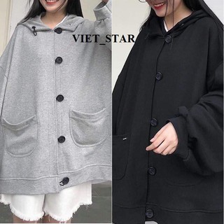 Áo khoác nỉ cardigan basic form rộng tay to unisex - viet_star