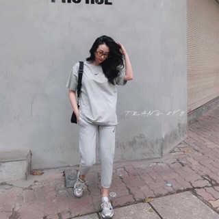 Bộ quần jogger bo gấu áo phom rộng dấu phẩy hottrend