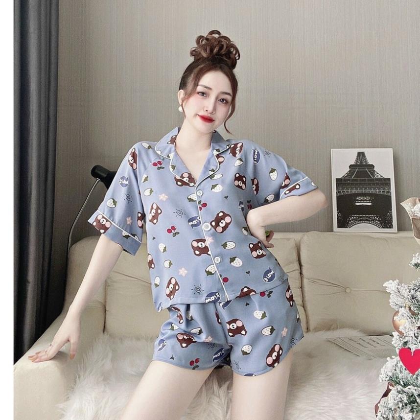 Đồ Bộ Mặc Nhà LATO Đồ Pijama Nữ Ngắn Tay Đẹp Thời Trang Dễ Thương Vải Lụa Cao Cấp Quần Short Đùi Dưới 60kg | BigBuy360 - bigbuy360.vn