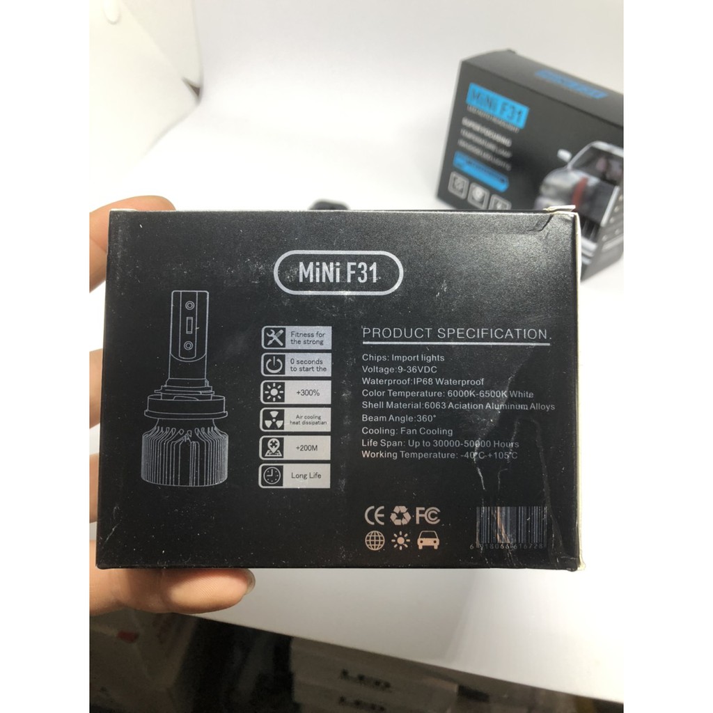 1 cặp bóng led MINI F31 tăng snasg 300% 55W chân H11 sáng trắng vừa Đèn Gầm, Bi Gầm, NOUVO 5