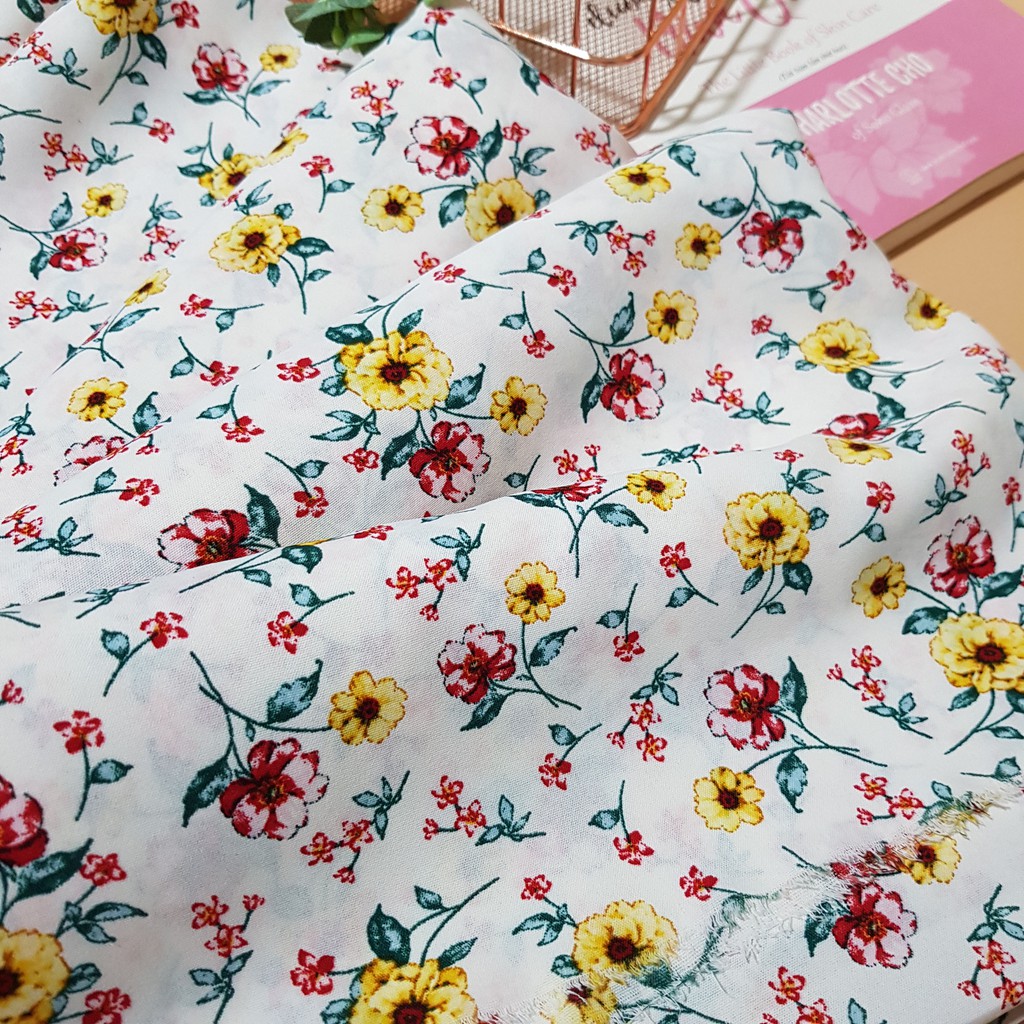 Vải may đồ nữ mặc hè vải hoa nhí trắng chất vải đũi lụa mềm mại mặc mát Maihoaflower