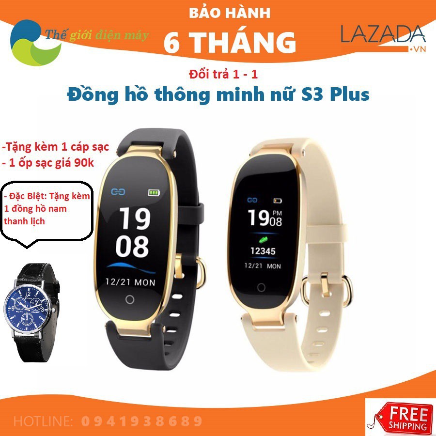 [SIÊU PHẨM] Đồng hồ thông minh nữ S3 plus thế hệ mới chống nước 100%, màn hình màu OLED, tặng 1 đồng hồ nam thanh lịch.