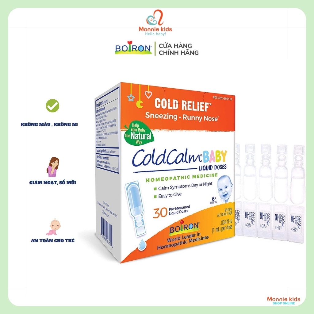 Nước muối cho bé Coldcalm Boiron Baby 30 tép/ hộp, muối uống vi lượng đồng căn - Monnie Kids