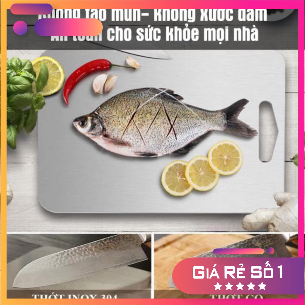 Thớt Inox 304 Kháng Khuẩn Cừờng Lực- Vệ Sinh Dễ Dàng- Rã Đông Nhanh - Chống Ẩm Mốc - Không Xước Dăm- Không Mùn Gỗ
