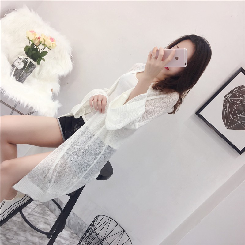 SUXI Áo Khoác Cardigan Dáng Dài