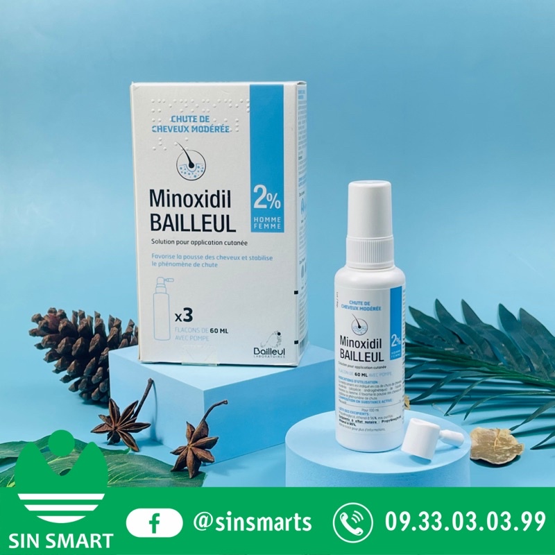 Xịt mọc tóc chống rụng tóc Minoxidil 2% 60ml - ngăn tóc rụng