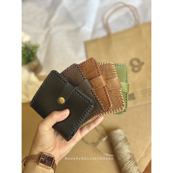 Ví unisex nhiều ngăn thủ công da PU