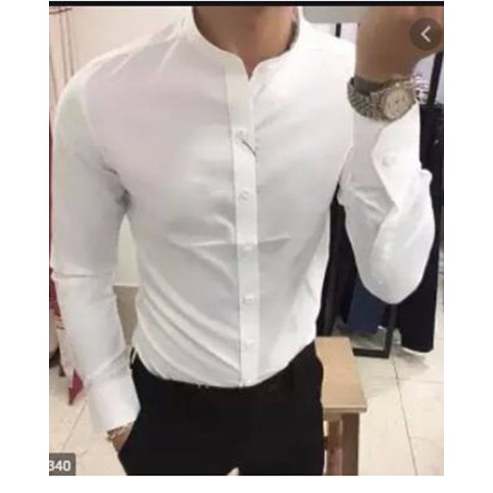 Áo sơ mi nam cổ trụ dài tay nhiều màu vải không nhăn-Tặng 1 đôi Vớ Nam | BigBuy360 - bigbuy360.vn