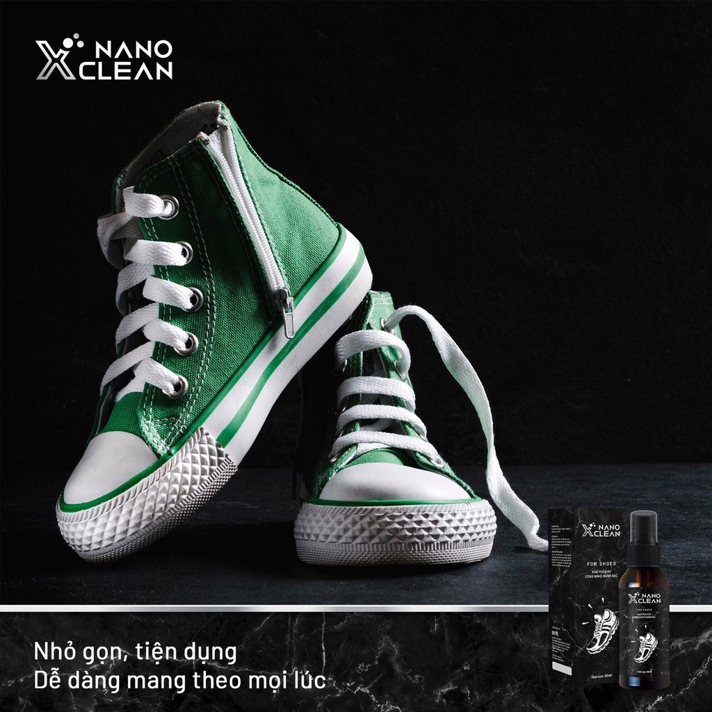 Chai xịt diệt khuẩn khử mùi hôi giày, hôi chân Nano Xclean For Shoes 50ml-Hương Bạc Hà -Nano Bạc AHT Corp (AHTC)