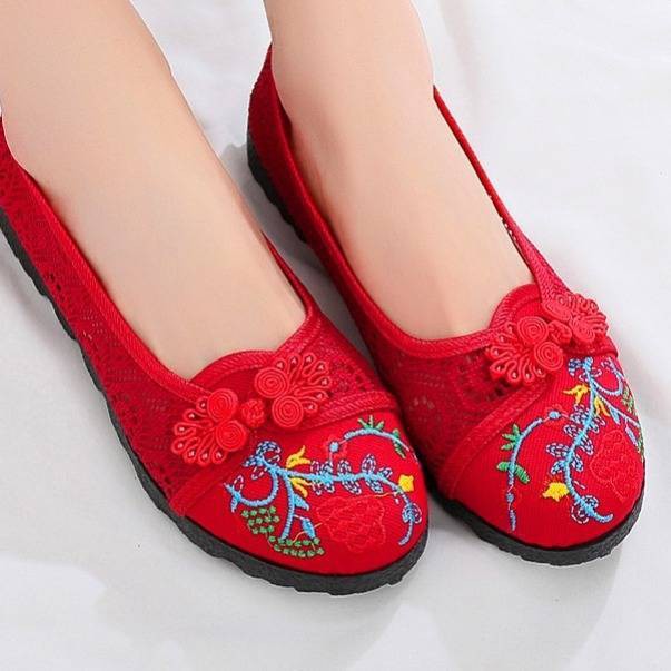 Giày Vải Thêu Họa Tiết Truyền Thống Trung Quốc Chống Trượt Cho Nữ