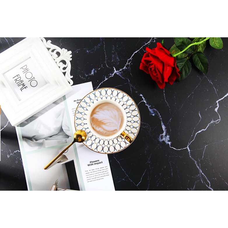 Phông nền chụp ảnh sản phẩm vân đá đen trắng 3D 57x87 cm 2 mặt-2M010