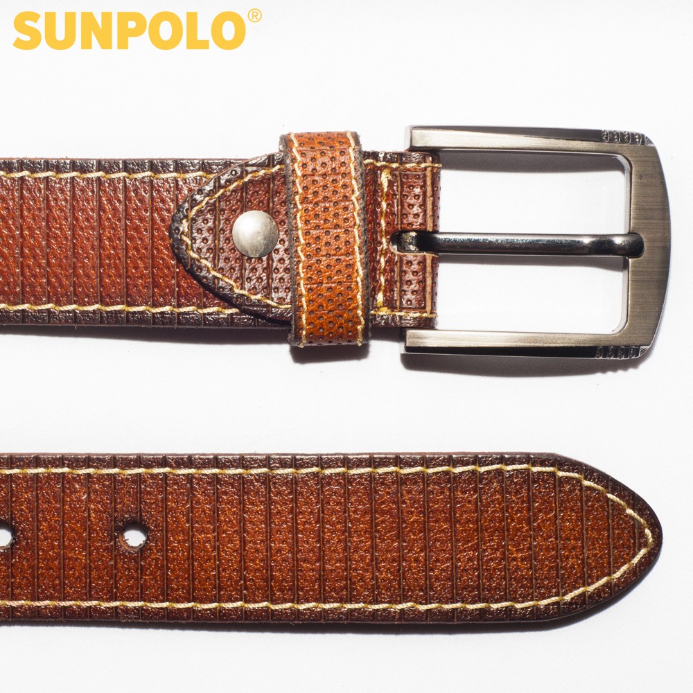 Thắt Lưng Nam Da Bò SUNPOLO Đen Nâu Bò - BSMK25