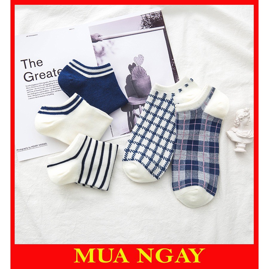 Tất Nữ Cổ Ngắn Họa Tiết Caro Trẻ Trung TN58