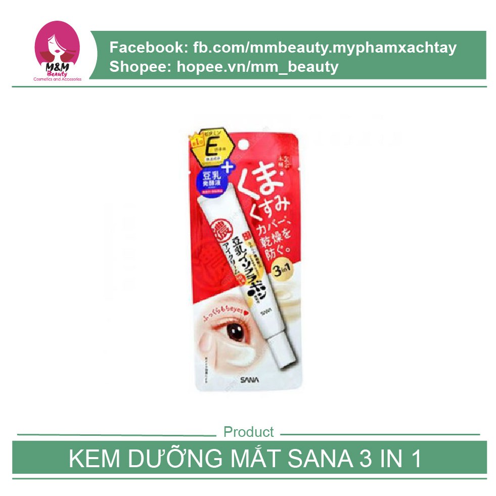Kem mắt Sana 3 in 1 giảm thâm bọng mắt 20g.