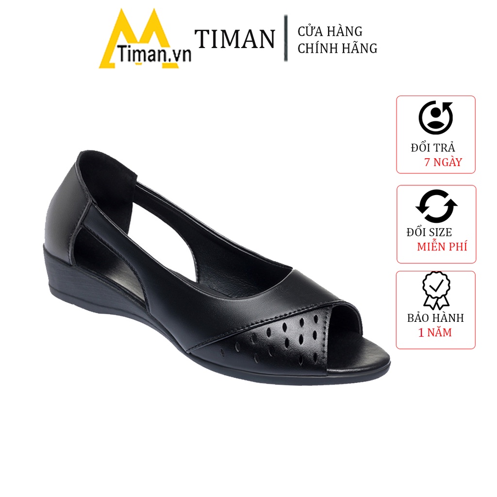 Giày lười nữ chất liệu da vải slip on kiểu mọi đế cao màu trắng độn đế bảo hành 1 năm GD33 TIMAN