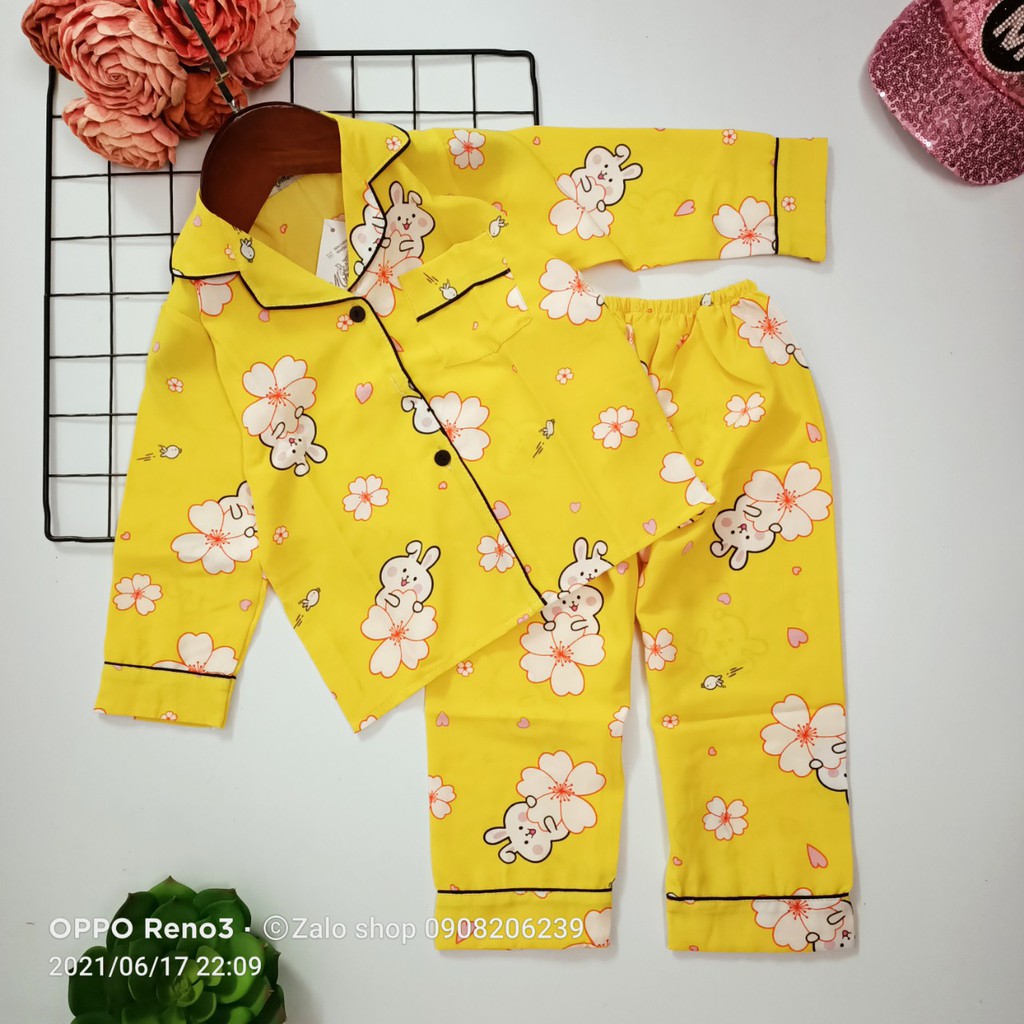 [11-45kg] Pijama tay dài bé gái size đại chất lụa hàn cao cấp 089