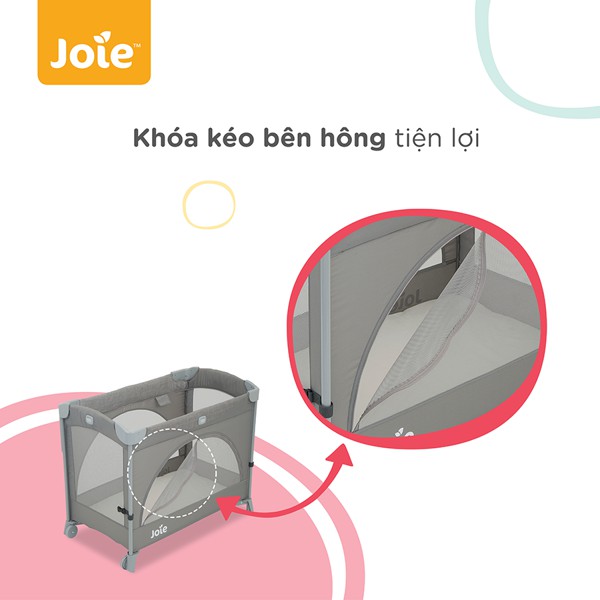 [Mã MKBC01 giảm 80k đơn 1 triệu] Giường cũi trẻ em Joie Kubbie Sleep Foggy Gray