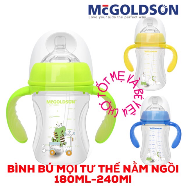 BÌNH SỮA CỔ RỘNG 180ML/240ML MC GOLDSON (Tặng thêm 1 núm)