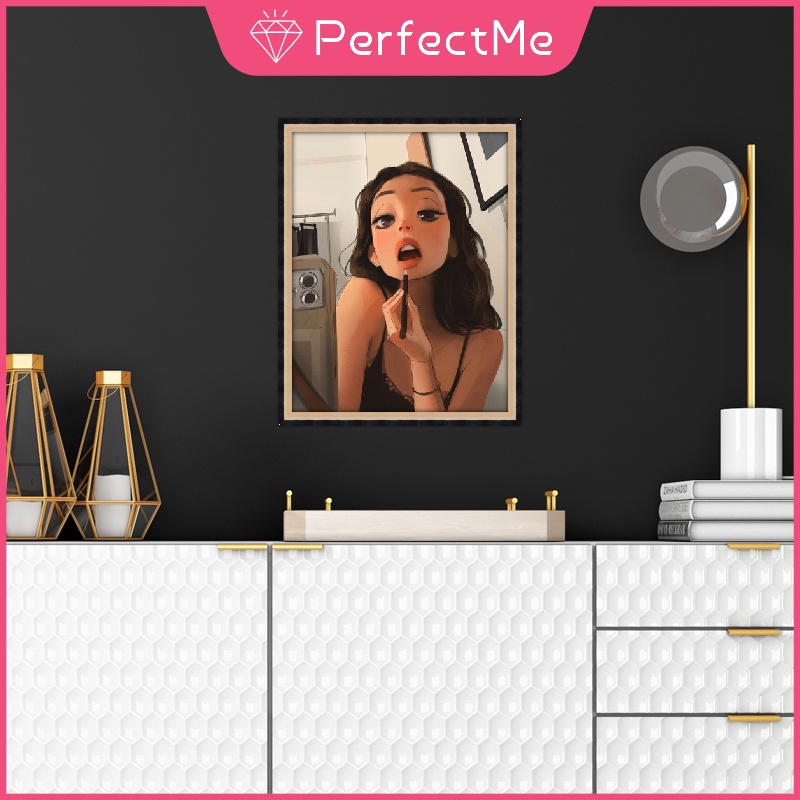 Bộ tranh đính đá 5D DIY hình cô gái xinh đẹp độc đáo kích thước 30x40cm dành cho trang trí