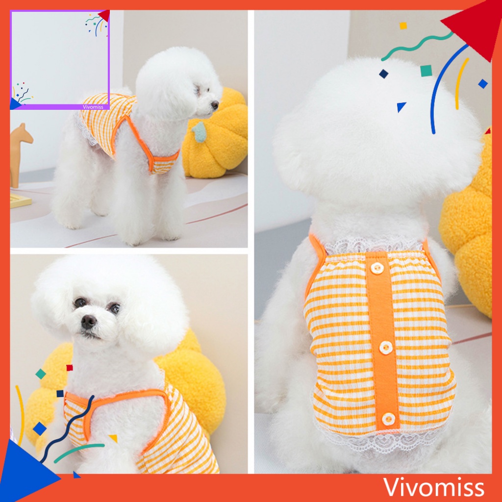 Áo Sơ Mi Không Tay Chống Nắng Họa Tiết Sọc Caro Thời Trang Dành Cho Cún Cưng