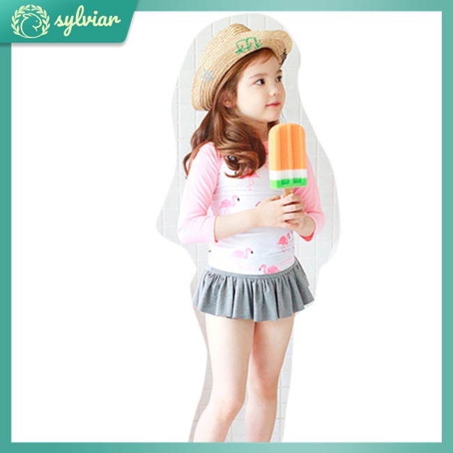 Bộ Đồ Bơi 3 Món Tay Dài Chống Nắng In Họa Tiết Thời Trang Cho Bé Gái