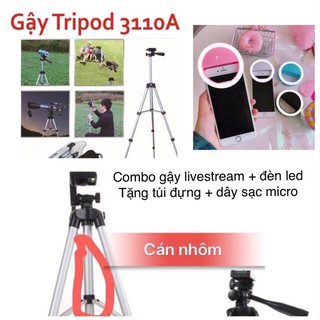  [ Shopee trợ giá ] Combo Tripod Chụp Hình/live stream 3110 + đèn led chụp ảnh-TẶNG 1 TÚI ĐỰNG ĐEN  G8 in 1