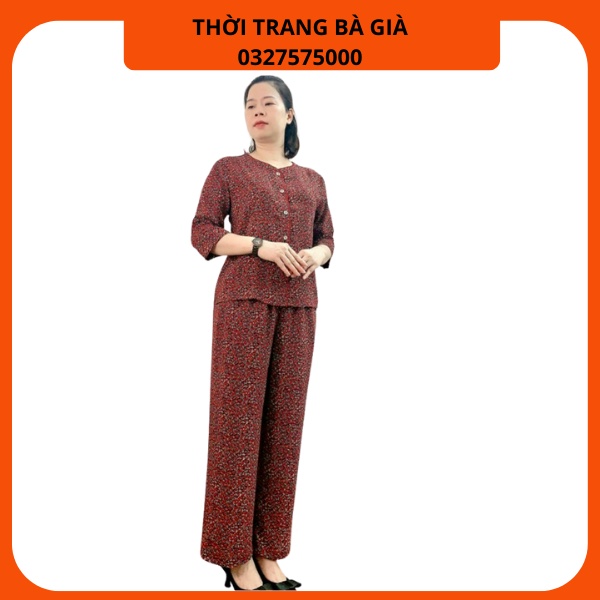Đồ Bộ Trung Niên Sang Trọng, Bộ Quần Áo Trung Niên Cao Cấp Tay Lỡ cho người lớn tuổi vải lụa mềm mịn thoáng mát