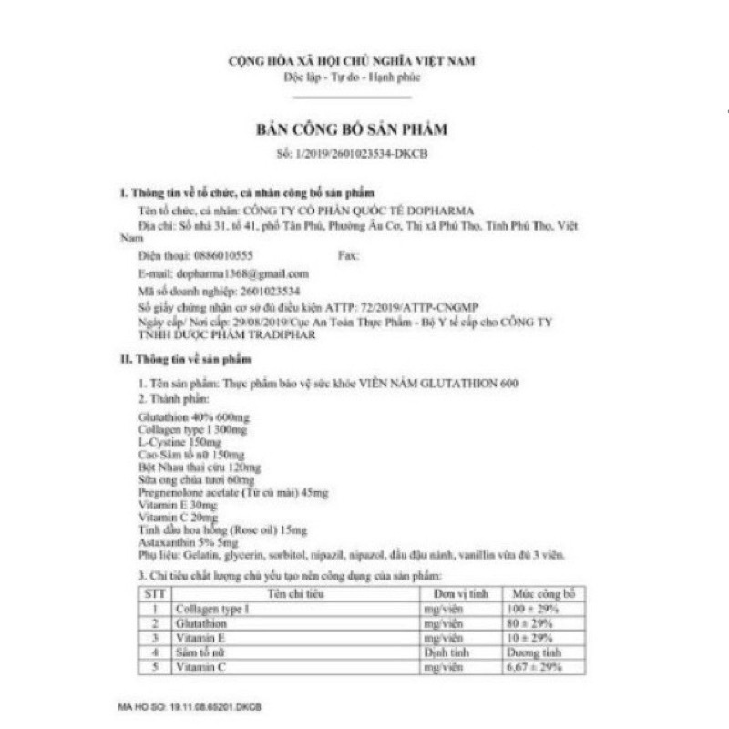 Viên ngậm trắng da Glutathion Pháp hộp 30 viên