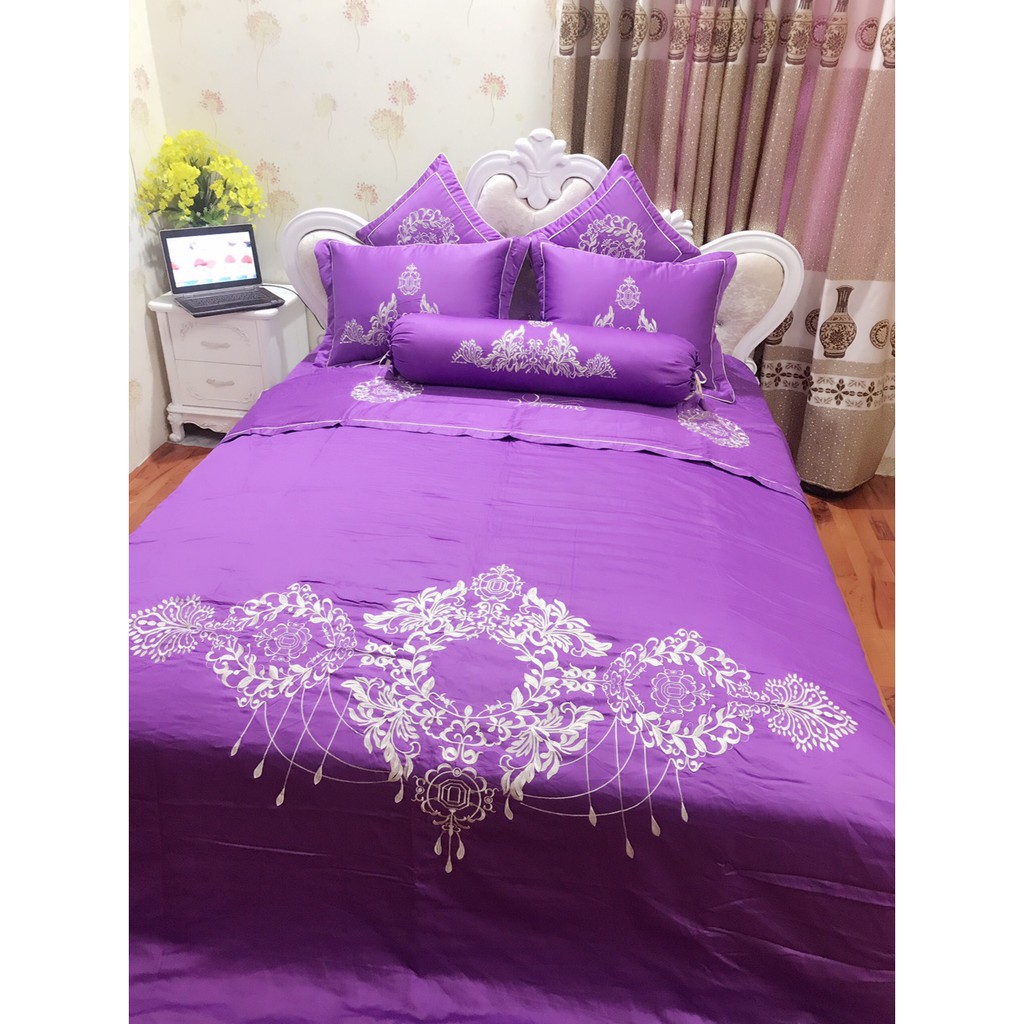 [Titox] Bộ satin Hàng nhập khẩu cao cấp lụa, thêu tay cho khách sạn 5 sao.