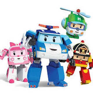 BỘ 4 đồ chơi biến hình biệt đội xe robocar Poli 2 trong 1