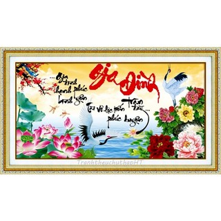 Tranh đính đá Gia Đình Hạnh Phúc Bình Yên 77x45cm LV351