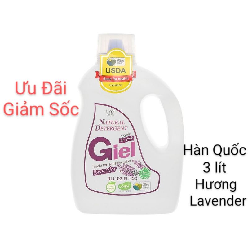 [ Hàn Quốc ] Nước giặt hữu cơ sinh học Giel hương Lavender chai 3 lít