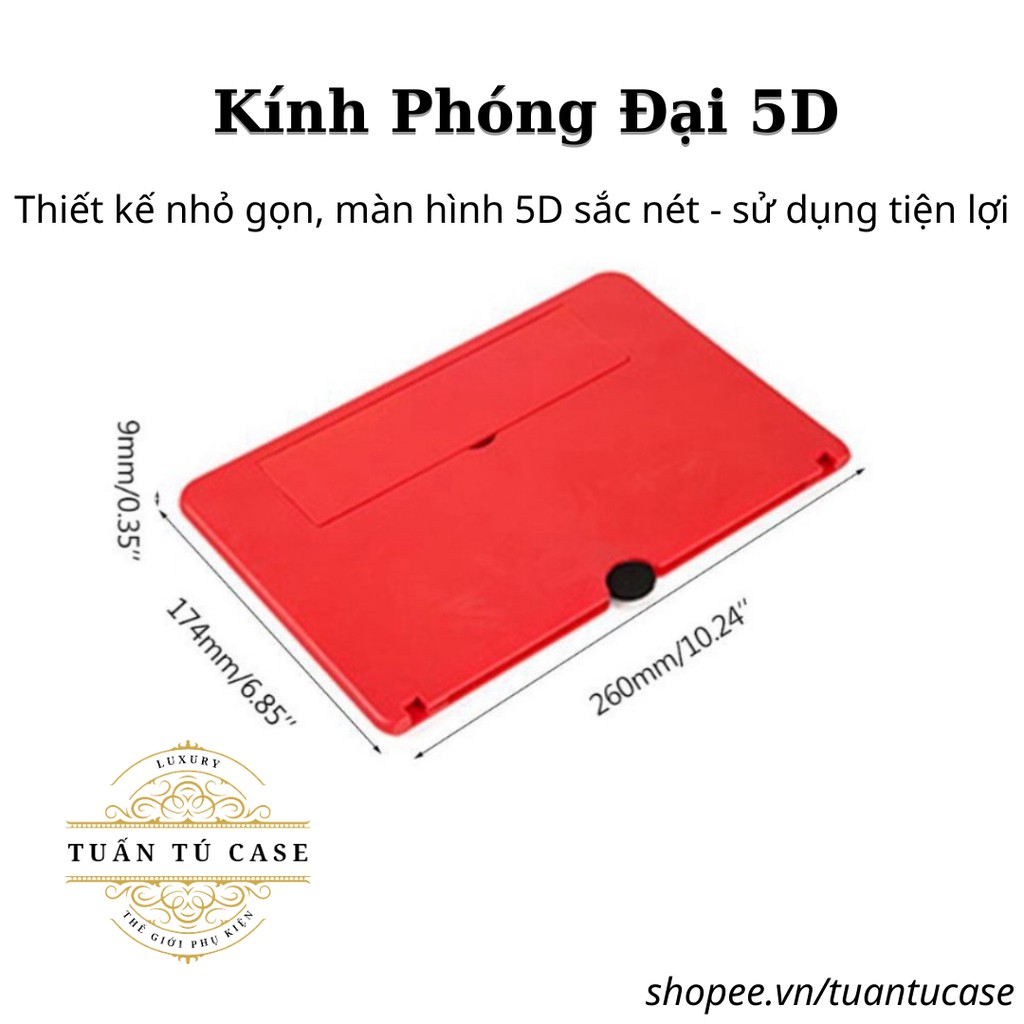 Kính phóng to màn hình điện thoại 5D Cao Cấp - Kính phóng đại màn hình điện thoại sắc nét không nhòe không đau mỏi mắt