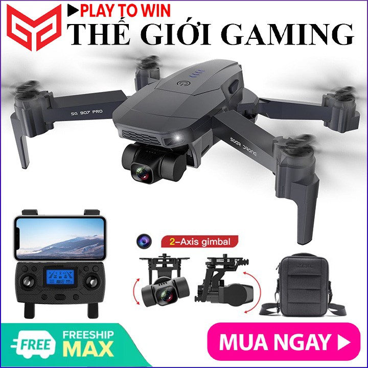 KÈM TÚI - Flycam SG907 PRO GIMBAL 2 Trục GPS Camera Kép Full 4K HD Có GPS, Ảnh truyền về điện thoại