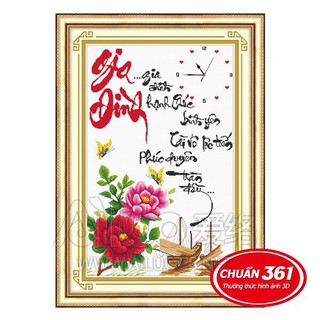 ĐH thêu chữ thập Gia đình hanh phúc bình yên, tài vô lộc tiến < 56701 > chưa thêu