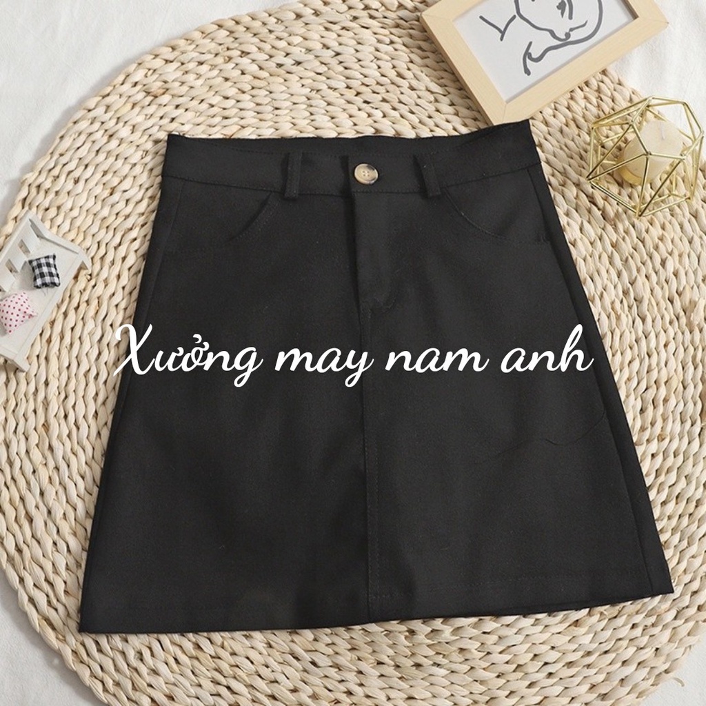 Chân Váy KaKi Nữ Dáng A Bassic Cạp Cao, Có Quần Trong Lên From Xinh
