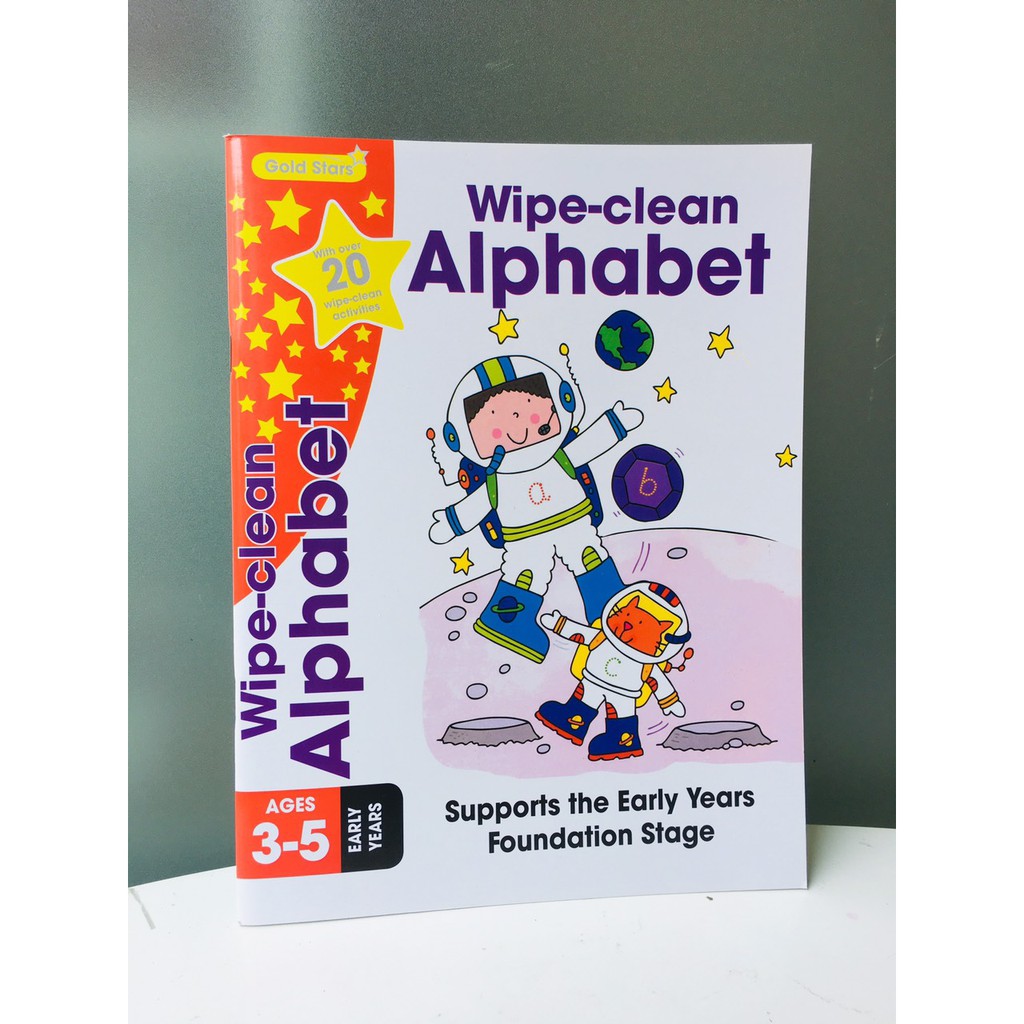 Sách - Gold Stars : Wipe clean Alphabet - Học Tiếng Anh Cho Trẻ - Bảng Chữ cái Tiếng Anh  ( 3 - 5 tuổi )
