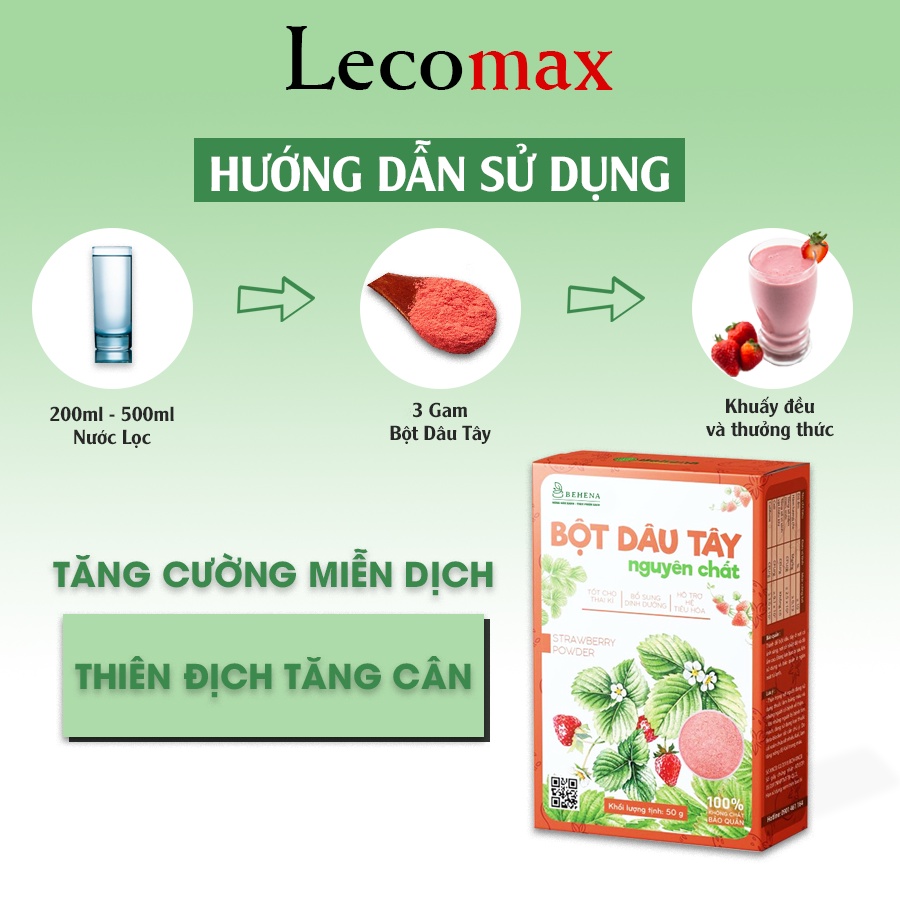 Bột dâu tây behena nguyên chất làm bánh sấy lạnh làm kẹo pha uống Lecomax LMB11