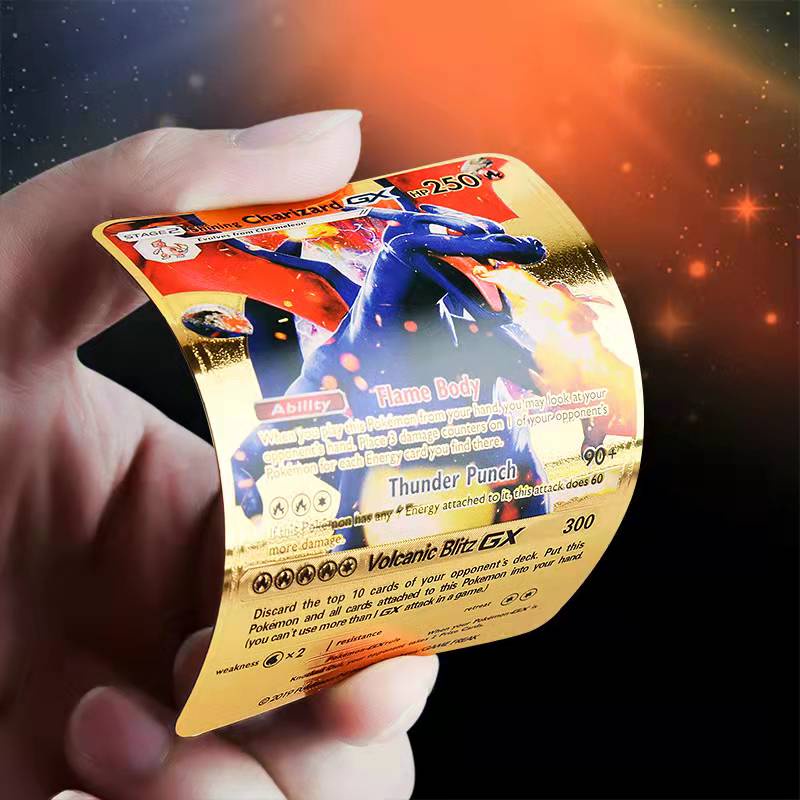 Bộ 55 Thẻ Bài Pokemon Bằng Kim Loại Màu Vàng