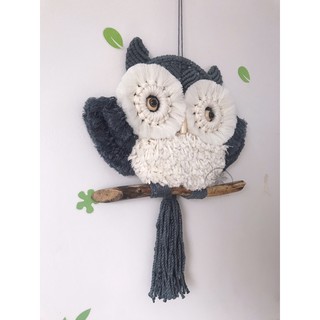 Cú Mèo Macrame Trắng Xám 🦉✨