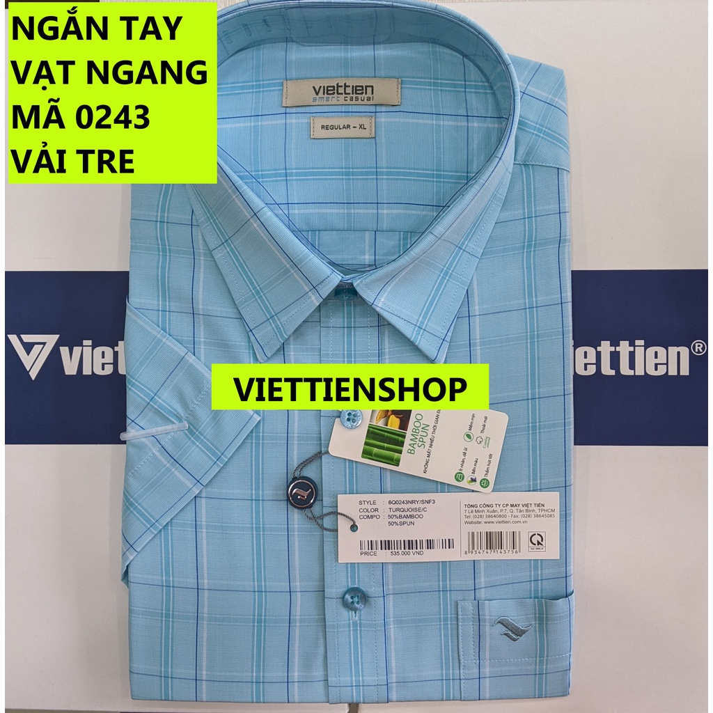 (0243 Sn) ÁO SƠ MI VIỆT TIẾN NGẮN TAY VẠT NGANG VẢI TRE
