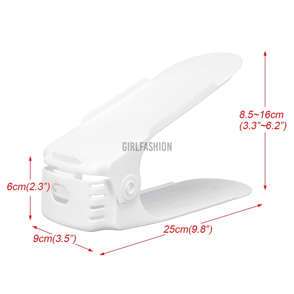 1pc White Adjustable Shoe Support Organizer Holder Space Saver Rack Plastic for Home Space Saving